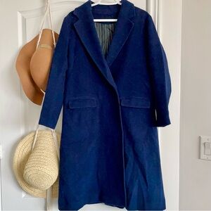 Dark Blue Oversized Wool Coat